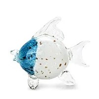 6" White, Blue, and Gold Glass Fish