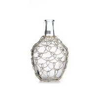 10" Clear Rattan Wrapped Glass Vase