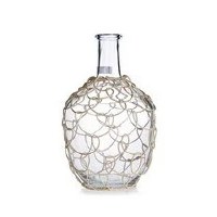 12" Clear Rattan Wrapped Glass Vase