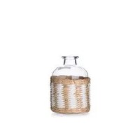 4.5" Clear Natural and White Wrapped Glass Vase