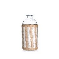 10" Clear Natural and White Wrapped Glass Vase