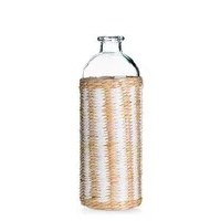 13" Clear Natural and White Wrapped Glass Vase