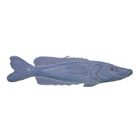 40" Whitewash and Blue Fish Coastal Wood Wall Art Plaque