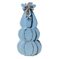 29" Blue Wood Pumpkin Stack