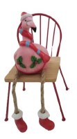 8" Christmas Flamingo Sitting on a Chair Wearing a Scarf