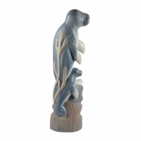 39" Navy Double Manatee Wood Sculpture