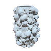 17" White 3D Seashells Ceramic Vase