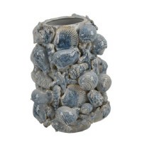 12" Blue 3D Seashells Ceramic Vase