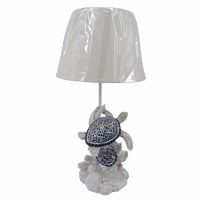20" Navy Double Mosaic Turtle Table Lamp