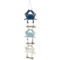 31" White and Blue Triple Crab Wall Hanging