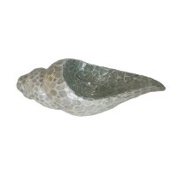20" Green and White Capiz Whelk Shell Decorative Bowl