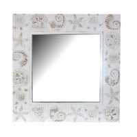 30" Sq White Coastal Mirror