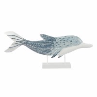 31" Blue and White Mosaic Dolphin on Stand