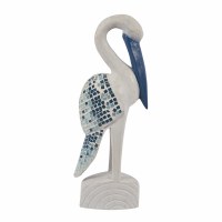 15" Navy and White Wood Heron