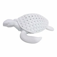 10" Polyresin White Faux Weave Turtle