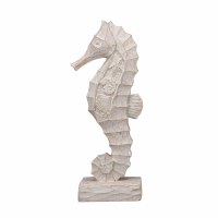 13" Polyresin Whitewash Beige Seahorse