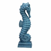 19" Dark Blue Ceramic Seahorse