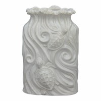 12" White Turtle Ceramic Vase