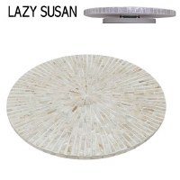 16" Round White Capiz Lazy Susan