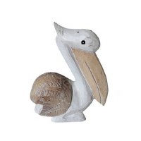 11" Brown and White Wood Pelican Figurine