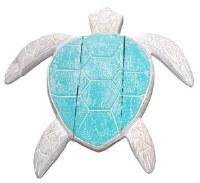 14" Whitewash and Blue Sea Turtle Coastal Wall Art Plaque