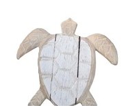 Small Whitewash and Natural Sea Turtle Coastal Wall Art Plaque