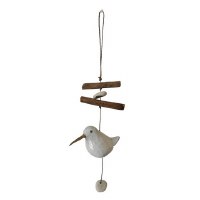 15" White Shorebird Coastal Wood Drop