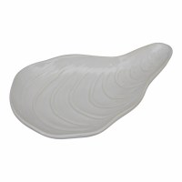 11" White Oyster Ceramic Dish