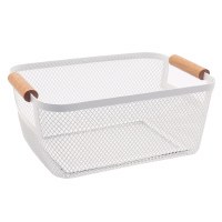 9" x 10" White Metal Mesh Basket