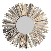 40" Round Dritwood Sticks Coastal Mirror