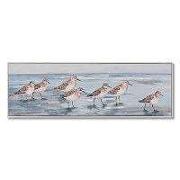 13" x 36" Shorebirds on the Beach Framed Coastal Canvas