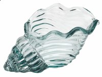 5" Light Green Clear Glass Conch Shell Figurine