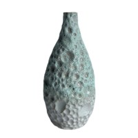 10" Green and White Textured Ceramic Vase