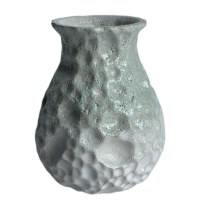 7" Green and White Textured Ceramic Vase