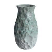 8" Green and White Textured Ceramic Vase
