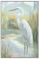 48" x 32" Springtime Egret Framed Coastal Canvas