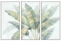 Set of Three 40' x 20" Triptych Palm Framed Coastal Canvas