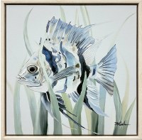 14" Sq High Top Fin Angelfish Framed Coastal Canvas