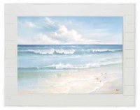 48" x 56" Gentle Surf Coastal Canvas in a Shiplap Frame