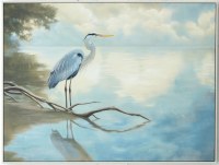 36" x 48" Mystic Heron 1 Framed Coastal Canvas