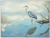 36" x 48" Mystic Heron 2 Framed Coastal Canvas