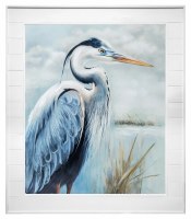 52" x 44" Heron 1 Coastal Canvas in a Shiplap Frame