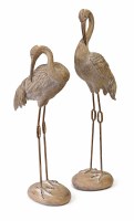Set of Two 20" & 24" Taupe Heron Statues