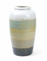 14" White, Green, and Yellow Ceramic Vase