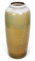 24" White, Green, and Yellow Ceramic Floor Vase