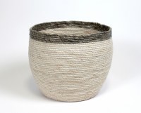 11" Cream and Gray Rim Basket