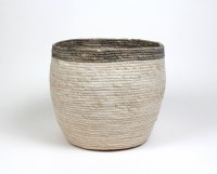 10" Cream and Gray Rim Basket