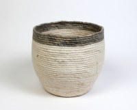 9" Cream and Gray Rim Basket