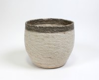 8" Cream and Gray Rim Basket