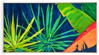 30" x 60" Palmetto and Banana Leaves Coastal Framed Canvas